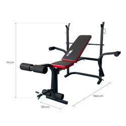 Banco fitness de entrenamiento completo, 156,5 x 140 x 114 cm, de acero, pvc y espuma en negro | Colección Serie 700
