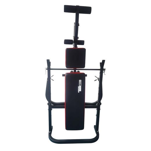 Banco fitness de entrenamiento completo, 156,5 x 140 x 114 cm, de acero, pvc y espuma en negro | Colección Serie 700