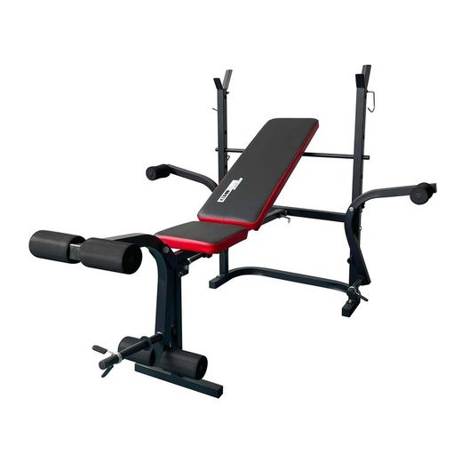 Banco fitness de entrenamiento completo, 156,5 x 140 x 114 cm, de acero, pvc y espuma en negro | Colección Serie 700