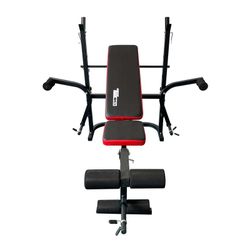Banco fitness de entrenamiento completo, 156,5 x 140 x 114 cm, de acero, pvc y espuma en negro | Colección Serie 700
