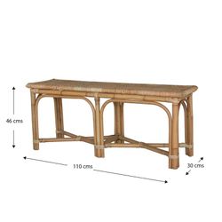 Banco da giardino, 110 x 30 x 45 cm, in rattan, canna e vimini naturale | Collezione Parma