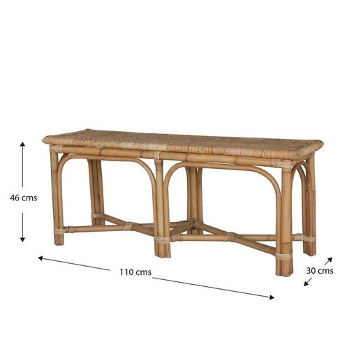 Banco da giardino, 110 x 30 x 45 cm, in rattan, canna e vimini naturale | Collezione Parma