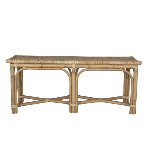 Banco da giardino, 110 x 30 x 45 cm, in rattan, canna e vimini naturale | Collezione Parma