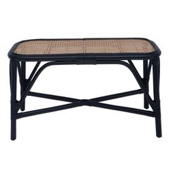 Panchina da giardino, 78 x 37 x 43 cm, in rattan nero e naturale | Collezione Parma