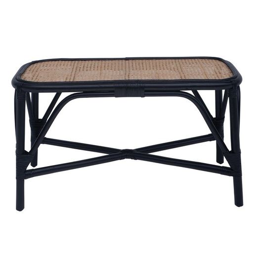 Panchina da giardino, 78 x 37 x 43 cm, in rattan nero e naturale | Collezione Parma
