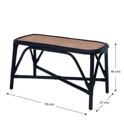 Panchina da giardino, 78 x 37 x 43 cm, in rattan nero e naturale | Collezione Parma