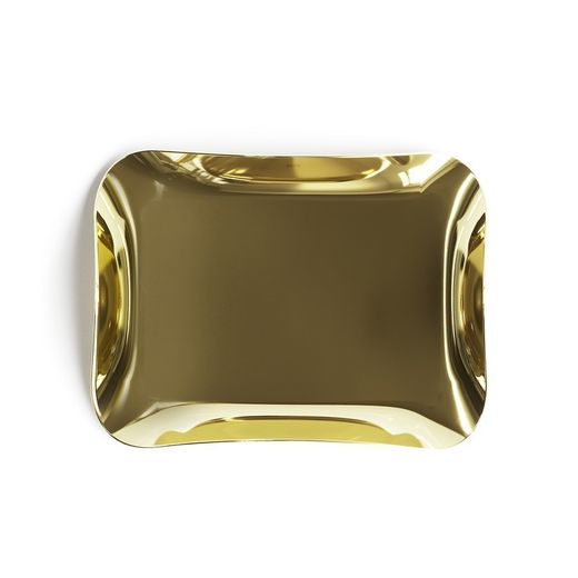 Vassoio, 30 x 23 x 4 cm, in acciaio inox dorato | Collezione Wave