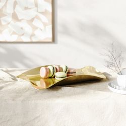 Vassoio, 30 x 23 x 4 cm, in acciaio inox dorato | Collezione Wave