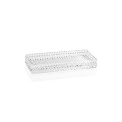 Bandeja decorativa, 27,5 x 13,5 x 3,5 cm, de vidrio en transparente | Colección Diamond