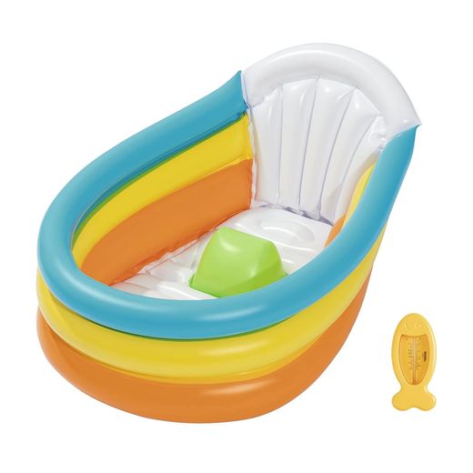 Baignoire Gonflable pour Bébé Bestway Squeaky Clean 76x48x33 cm avec Thermomètre et Bâton Central