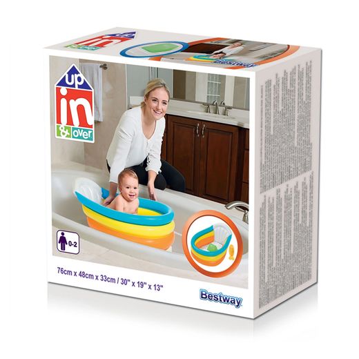 Baignoire Gonflable pour Bébé Bestway Squeaky Clean 76x48x33 cm avec Thermomètre et Bâton Central