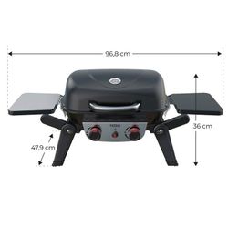 Griglia a gas, 96,8 x 47,9 x 36 cm, in acciaio smaltato e acciaio inox nero | Collezione Erie