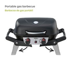 Griglia a gas, 96,8 x 47,9 x 36 cm, in acciaio smaltato e acciaio inox nero | Collezione Erie