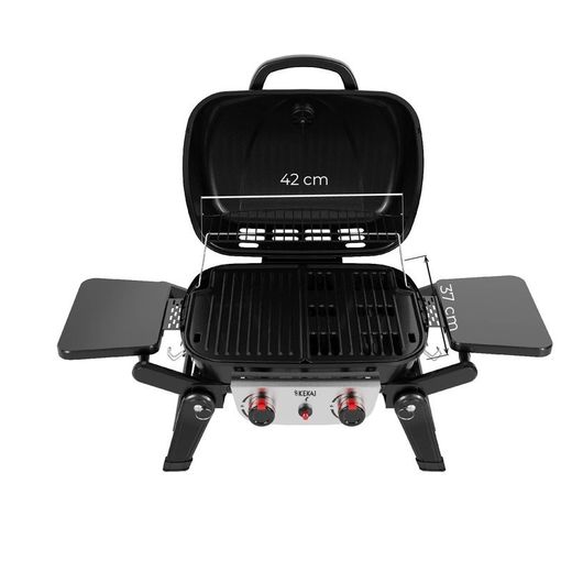 Griglia a gas, 96,8 x 47,9 x 36 cm, in acciaio smaltato e acciaio inox nero | Collezione Erie