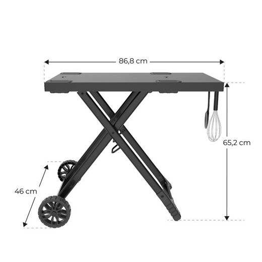 Griglia a gas con ruote, 96,8 x 58 x 101,11 cm, in acciaio smaltato, acciaio inox e plastica nera | Collezione Erie