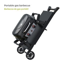 Griglia a gas con ruote, 96,8 x 58 x 101,11 cm, in acciaio smaltato, acciaio inox e plastica nera | Collezione Erie
