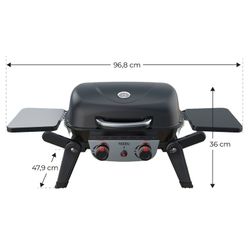 Griglia a gas con ruote, 96,8 x 58 x 101,11 cm, in acciaio smaltato, acciaio inox e plastica nera | Collezione Erie