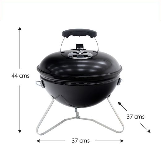 Barbacoa de sobremeas portátil de carbón, 37 x 37 x 44 cm, de acero inoxidable en negro | Colección Tahoe