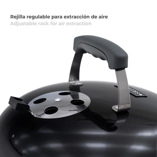 Barbacoa de sobremeas portátil de carbón, 37 x 37 x 44 cm, de acero inoxidable en negro | Colección Tahoe