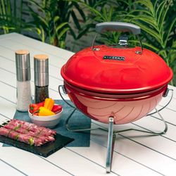 Griglia per barbecue portatile da tavolo a carbone, 37 x 37 x 44 cm, in acciaio inox rosso | Collezione Tahoe