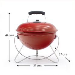 Griglia per barbecue portatile da tavolo a carbone, 37 x 37 x 44 cm, in acciaio inox rosso | Collezione Tahoe