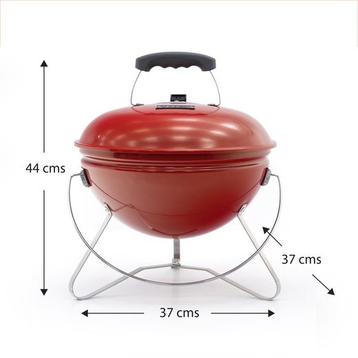Griglia per barbecue portatile da tavolo a carbone, 37 x 37 x 44 cm, in acciaio inox rosso | Collezione Tahoe