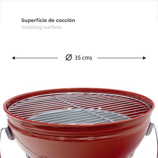 Griglia per barbecue portatile da tavolo a carbone, 37 x 37 x 44 cm, in acciaio inox rosso | Collezione Tahoe