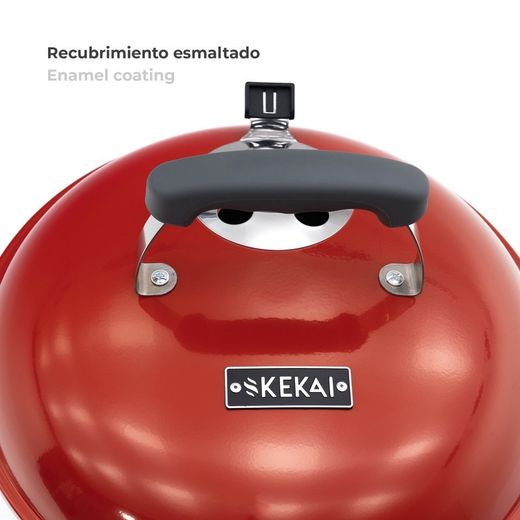 Griglia per barbecue portatile da tavolo a carbone, 37 x 37 x 44 cm, in acciaio inox rosso | Collezione Tahoe