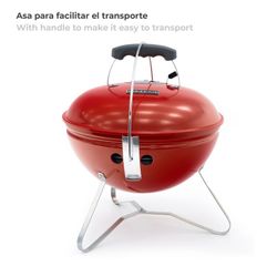 Griglia per barbecue portatile da tavolo a carbone, 37 x 37 x 44 cm, in acciaio inox rosso | Collezione Tahoe