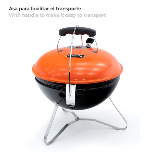 Griglia portatile a carbone da tavolo, 37 x 37 x 44 cm, in acciaio inossidabile arancione | Collezione Tahoe