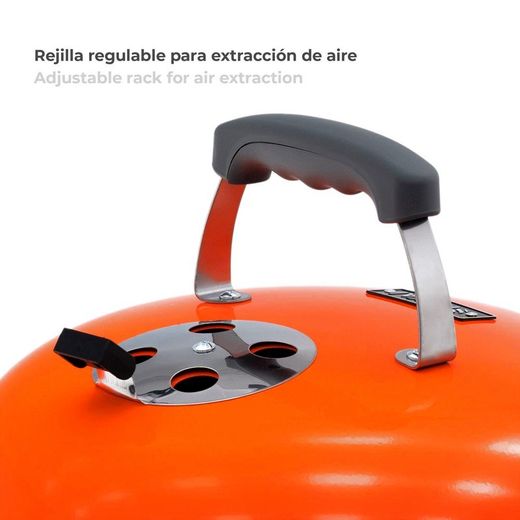 Griglia portatile a carbone da tavolo, 37 x 37 x 44 cm, in acciaio inossidabile arancione | Collezione Tahoe