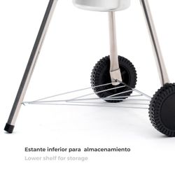 Griglia barbecue rotonda con coperchio e ruote, 58 x 47 x 100 cm, in acciaio blu | Collezione Yellowstone