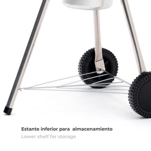 Griglia barbecue rotonda con coperchio e ruote, 58 x 47 x 100 cm, in acciaio blu | Collezione Yellowstone