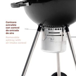 Griglia per barbecue rotonda con coperchio e ruote, 58 x 47 x 100 cm, in acciaio nero | Collezione Yellowstone
