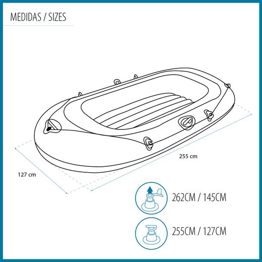 Barco inflável Bestway Hydro-Force Treck X2 para 3 pessoas com bomba e remos