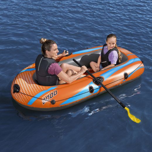 Aufblasbares Ruderboot Bestway Kondor Elite 2000 für 1 Erwachsenen und 1 Kind mit Rudern und Fußpumpe
