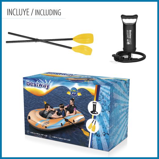 Aufblasbares Boot Bestway Kondor Elite 3000 für 3 Personen mit Rudern und Pumpe
