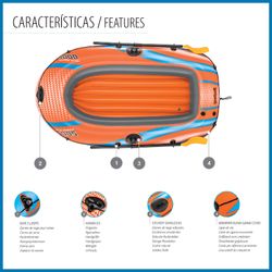 Barco inflável Bestway Kondor Elite Raft 2000 para 2 pessoas com remos e bomba