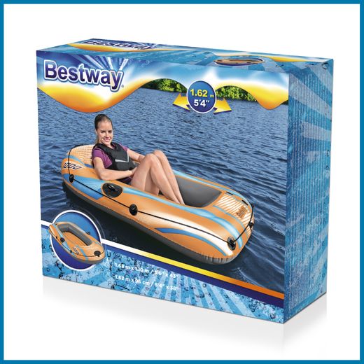 Barco inflável individual Bestway Kondor Elite 1000 com fundo inflável 162x96x20 cm