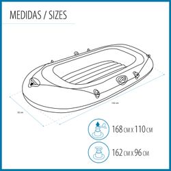 Barco inflável individual Bestway Kondor Elite 1000 com fundo inflável 162x96x20 cm