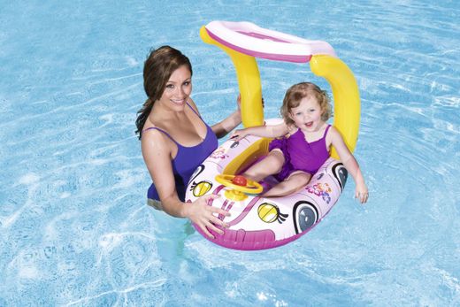Bateau gonflable Kiddie Car Bestway navette spatiale 98x66 cm volant et klaxon