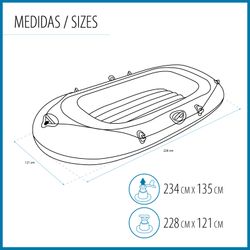 Barco Inflável para 2 Adultos Bestway Hydro Force Treck 228x121x32 cm