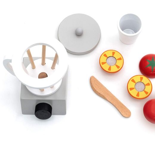 Frullatore per bambini, 14 x 9,5 x 16 cm, in legno di pino grigio | Collezione Smoothie Lab
