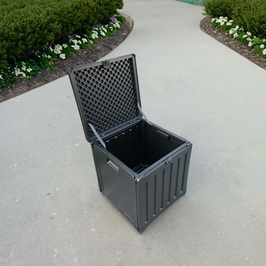 Baúl de Resina para Exterior Gardiun Soften Small 42,8x42,8x46,4 cm - 76L con Cinta de Sujeción y Asas Laterales, Ideal para Jardín y Terraza