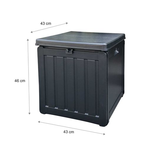 Baúl de Resina para Exterior Gardiun Soften Small 42,8x42,8x46,4 cm - 76L con Cinta de Sujeción y Asas Laterales, Ideal para Jardín y Terraza