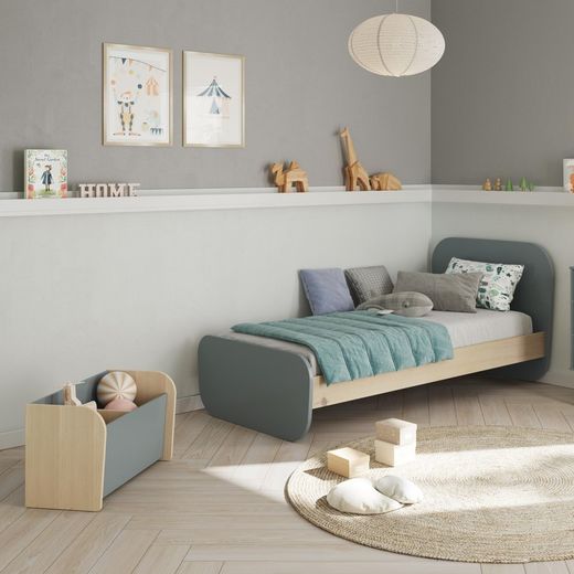Baule per giocattoli, 70 x 35 x 42 cm, in legno di pino bianco e naturale | Collezione Esteban