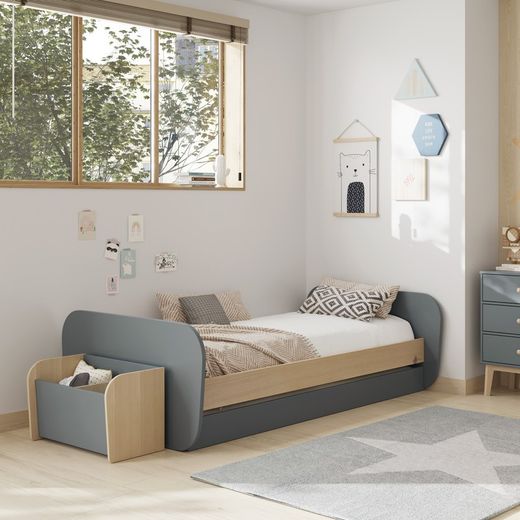 Baule per giocattoli, 70 x 35 x 42 cm, in legno di pino bianco e naturale | Collezione Esteban