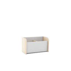Baúl para juguetes, 70 x 35 x 42 cm, de madera de pino en blanco y natural  | Colección Esteban