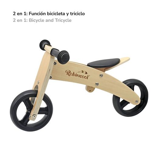 Bicicletta senza pedali Montessori, 63 x 40 x 36 cm, in legno e poliuretano naturale | Collezione Fast Wheels