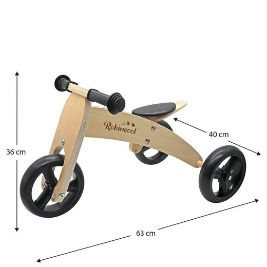 Bicicletta senza pedali Montessori, 63 x 40 x 36 cm, in legno e poliuretano naturale | Collezione Fast Wheels